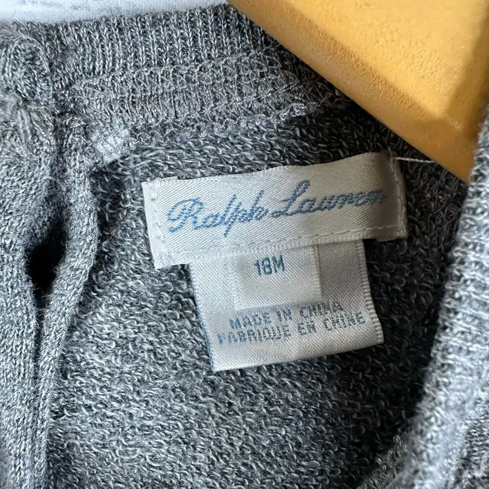 Ralph Lauren Baby Girls 18 Month Long Sleeve Jersey Dress 310629623 Gray